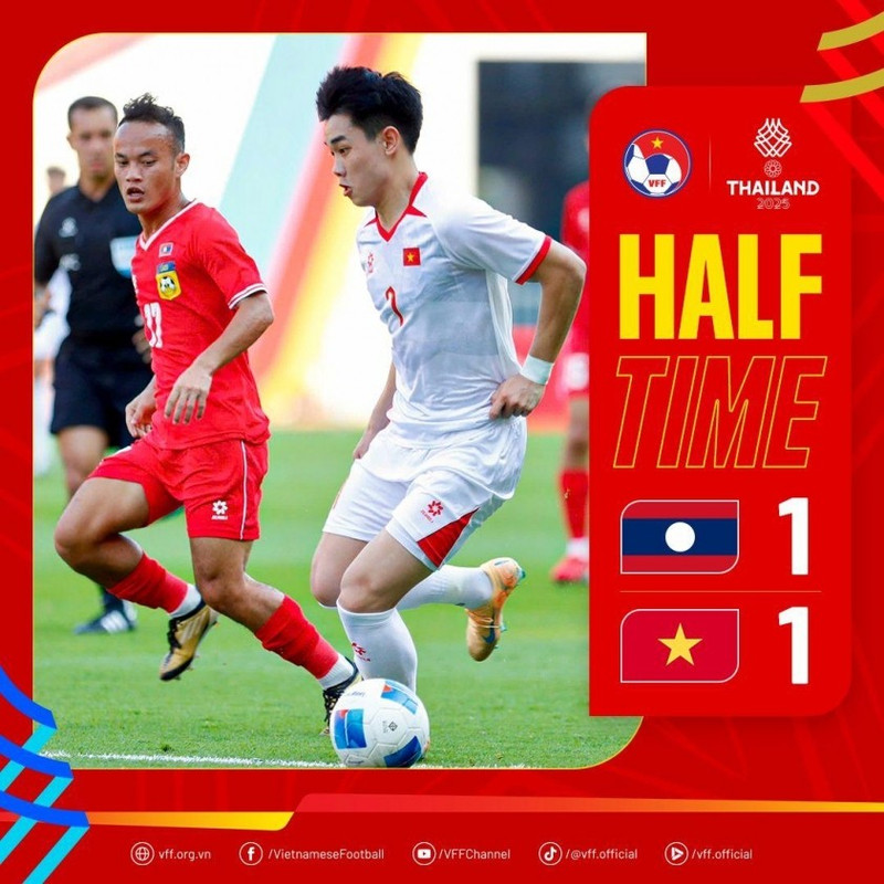 Hiệp một trận U22 Việt Nam và U22 Lào khép lại với tỷ số hòa 1-1. 592478710-1180715200929058-9037742319918667678-n-1-69300bc55b565.jpg