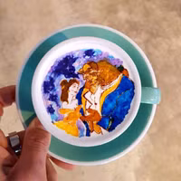 Ngỡ ngàng ngắm những kiệt tác nghệ thuật trên bề mặt tách cà phê ảnh 3