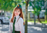 Khuôn mặt bầu bĩnh đáng yêu cùng với nước da trắng là lợi thế của Nhật Linh trước ống kính máy ảnh