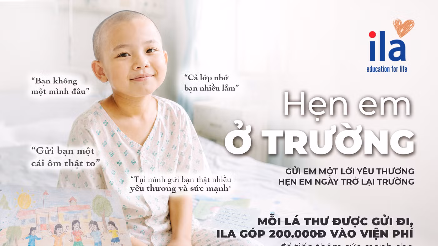 Với mỗi lá thư gửi về chương trình “Hẹn em ở trường”, ILA đóng góp 200.000 đồng hỗ trợ viện phí cho các bệnh nhi. Ảnh: ILA