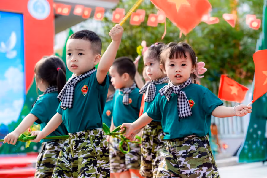 Hội thao Bé đi giữa cờ hoa của Trường Mầm non Ngọc Lan (phường Hải Châu, TP Đà Nẵng).