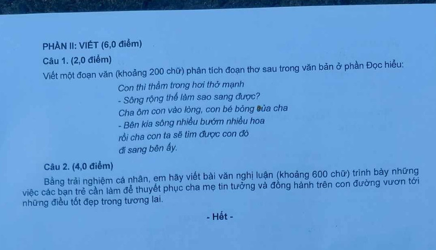 Đề thi môn Ngữ văn Kỳ thi tuyển sinh vào lớp 10 THPT công lập năm 2025 của Sở GD&ĐT Đà Nẵng. de-thi-ngu-van-da-nang.jpg