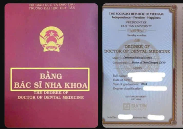 Đại học Duy Tân sẽ thu hồi bằng bác sĩ nha khoa để cấp lại bằng bác sĩ Răng - Hàm - Mặt cho sinh viên theo đúng mã ngành đào tạo. 
