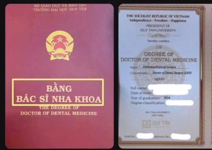 Đại học Duy Tân sẽ thu hồi bằng bác sĩ nha khoa để cấp lại bằng bác sĩ Răng - Hàm - Mặt cho sinh viên theo đúng mã ngành đào tạo. 