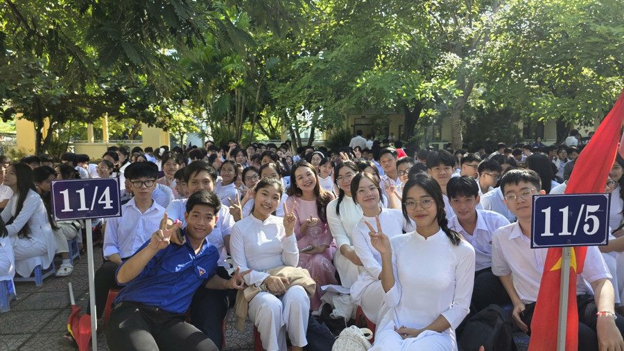 Học sinh Trường THPT Nguyễn Trãi (phường Liên Chiểu, TP Đà Nẵng). 