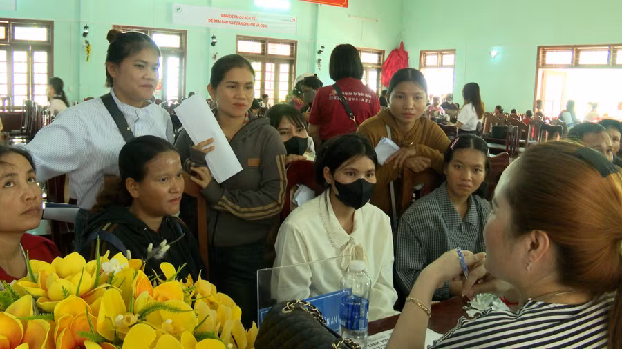 Phỏng vấn tuyển dụng tại sàn giao dịch việc làm năm 2025 do Sở Nội vụ TP Đà Nẵng phối hợp với xã vùng cao Nam Trà My tổ chức. (Ảnh: Thông tin xã Nam Trà My). 