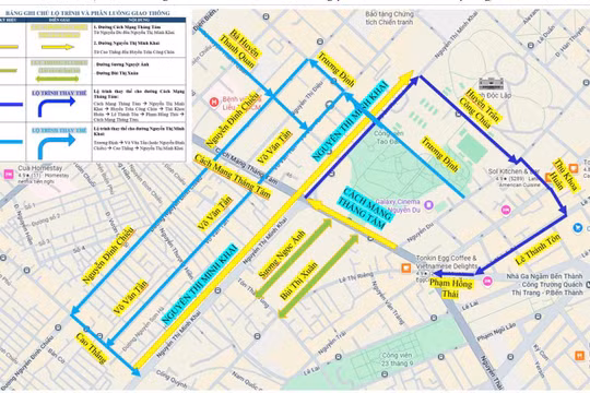 TPHCM điều chỉnh giao thông tại nhiều tuyến đường phục vụ thi công Metro số 2. Ảnh: SXD