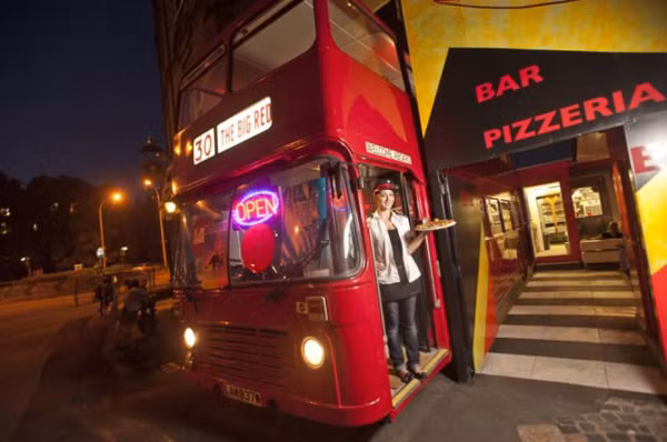 This classic red Routemaster has been turned into a truly unusual pizzeria South London area of Deptford. The double-decker bus has been transformed by sculptor, John Cierach, allowing people to eat inside the bus or undercover in an outside bus and terrace. This unique venue also plays host to live acoustic music, film screenings and various quirky evenings.