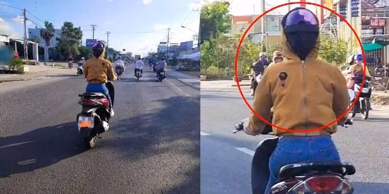 Mới đây, trên mạng xã hội lan truyền bức hình ghi lại cảnh chạy xe của 1 phụ nữ.