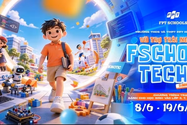 Trại hè bán trú Fschool TechX Summer Camp 2026 với chủ đề “Vũ trụ trải nghiệm”.