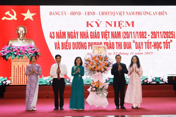 Ngành Giáo dục phường An Biên thi đua lập thành tích chào mừng Ngày Nhà giáo Việt Nam.