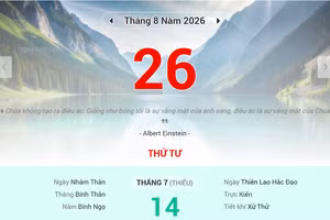 Lịch âm 26/8 - Xem lịch âm ngày 26/8