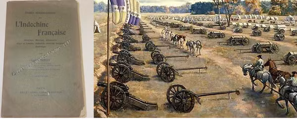 Tư liệu của Gaston Dupouy (1913) cho thấy năm 1903, Pháp có 22 nhà máy sản xuất diêm tiêu quanh Hà Nội. Bức ảnh bên phải ghi lại trung đoàn Pháo binh cơ động Auxonne thời Napoleon, với các toa chở thuốc súng chứa tới 75% diêm tiêu được thu từ Việt Nam.