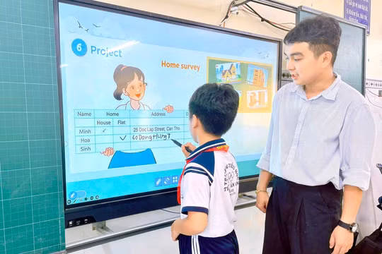 Tiết học tiếng của học sinh Trường Tiểu học Trần Văn Ơn.