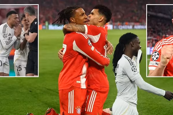 Hỗn loạn trận Bayern Munich tiễn Real Madrid khỏi tứ kết Champions League 