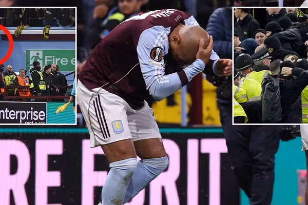 Chùm ảnh: Sao Aston Villa bị ném trúng đầu ở Europa League 