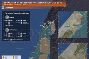 Bản đồ xung đột Israel - Hamas ngày 30-31/8. (Ảnh: Rybar)