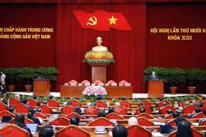 Tổng Bí thư Tô Lâm phát biểu bế mạc Hội nghị lần thứ 12 Ban Chấp hành Trung ương Đảng khóa XIII. (Ảnh: Phạm Kiên/TTXVN)