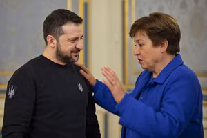Tổng thống Zelensky và Giám đốc Điều hành IMF Kristalina Georgieva.