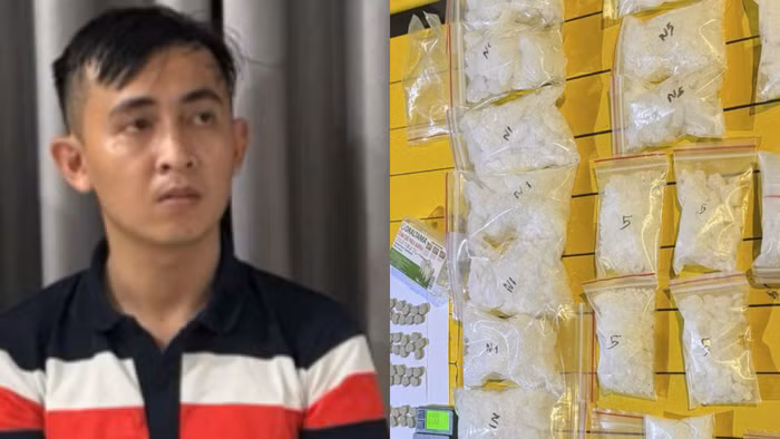 Lực lượng chức năng bắt giữ Phan Văn Phóng cùng tang vật là số lượng lớn ma tuý.