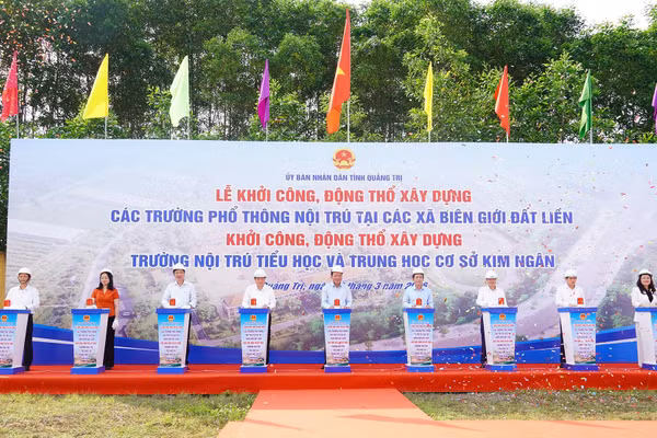 Tỉnh Quảng Trị vừa khởi công đồng loạt 11 dự án Trường phổ thông nội trú liên cấp tiểu học và THCS tại các xã biên giới.