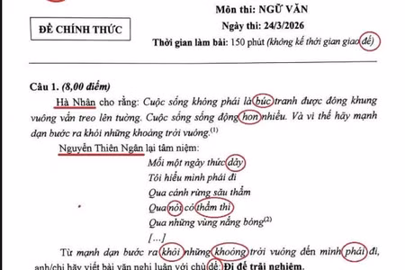 Đề thi giả mạo được lan truyền trên mạng xã hội.