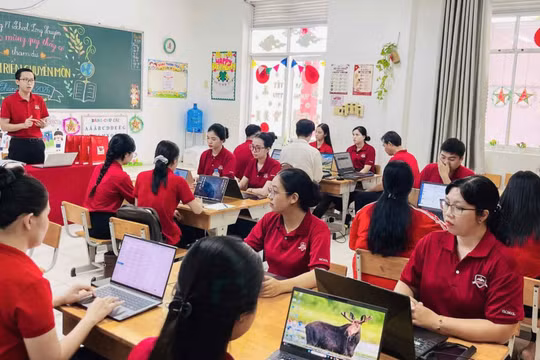 Giáo viên Trường Phổ thông iSchool Long Xuyên (An Giang), trong một buổi tập huấn phát triển chuyên môn.