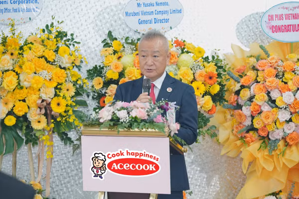 Ông Kaneda Hiroki – Tổng Giám đốc Acecook Việt Nam phát biểu tại lễ động thổ.