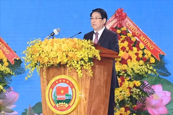 Chủ tịch nước Lương Cường phát biểu.