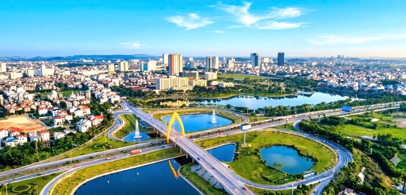 Một góc giao thông Bắc Ninh nhìn từ trên cao. 