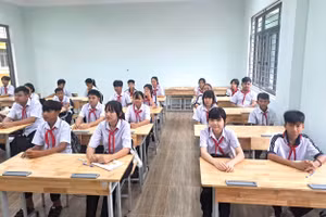Học sinh vùng biên Gia Lai được học tập trong ngôi trường mới khang trang, đủ đầy.