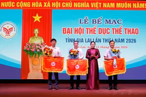 Ban tổ chức tặng cờ Nhất, Nhì, Ba toàn đoàn khối các phường, ngành.