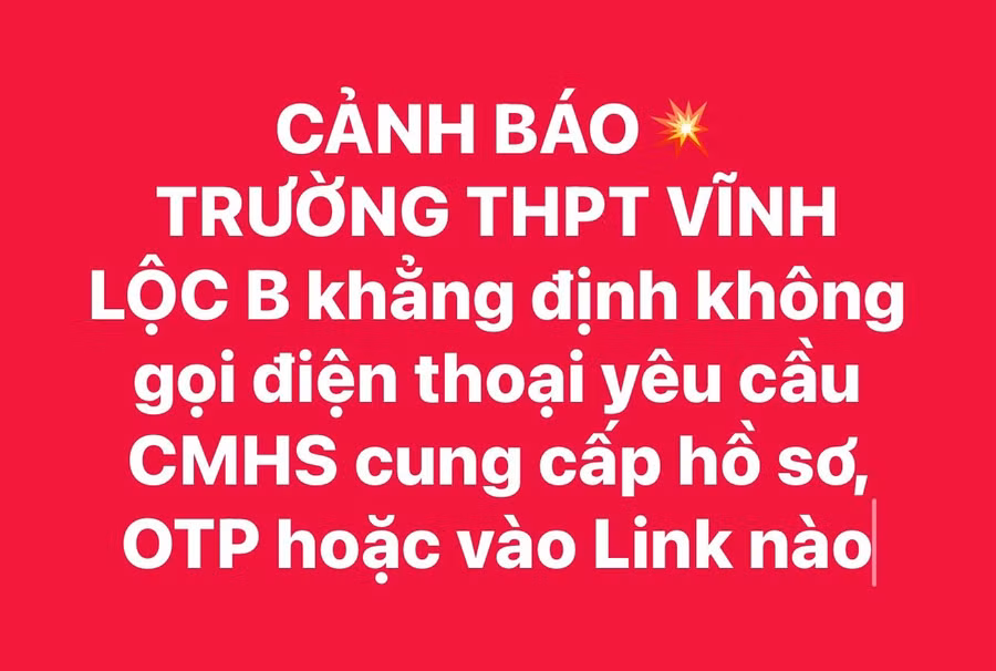 Cảnh báo của Trường THPT Vĩnh Lộc B.