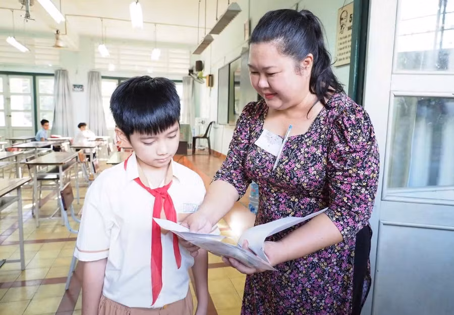 Học sinh tham gia khảo sát vào lớp 6, Trường THCS-THPT Trần Đại Nghĩa.