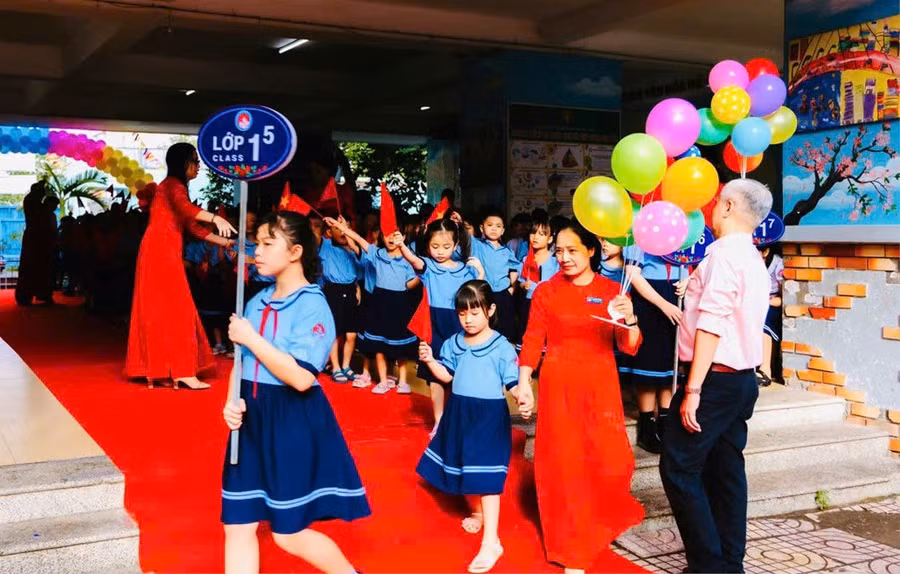 Học sinh Trường Tiểu học Nguyễn Văn Trỗi (TP Thủ Đức) trong ngày khai giảng năm học mới 2024-2025.
