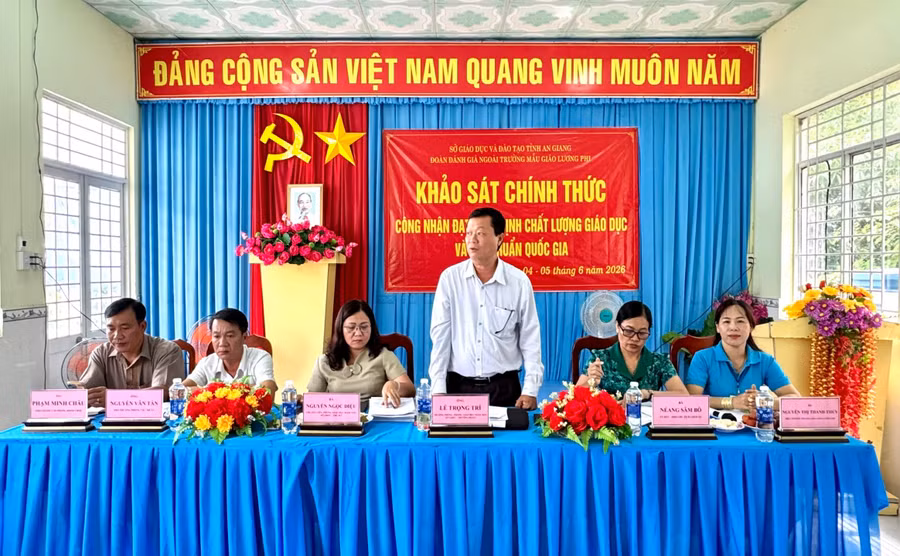 Sở GD&ĐT An Giang khảo sát tiến trình xây dựng trường chuẩn Quốc gia tại Trường Mẫu giáo Lương Phi (xã Ô Lâm).