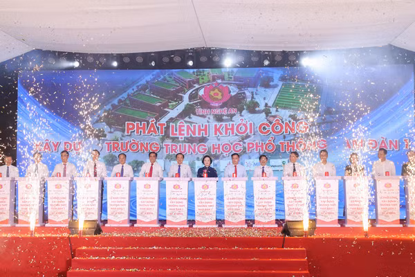 Phó Thủ tướng Phạm Thị Thanh Trà dự lễ khởi công Trường THPT Nam Đàn 1