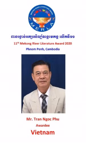 Thẻ đoạt giải thưởng Văn học sông Mekong 2020 của tác giả Trần Ngọc Phú.