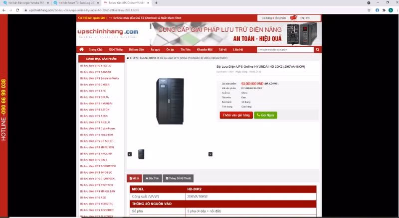 Bộ lưu điện UPS online HYUNDAI HD-20K2 giá thị trường chỉ 80 - 90 triệu đồng, nhưng giá trúng thầu lên đến trên 150 triệu đồng.