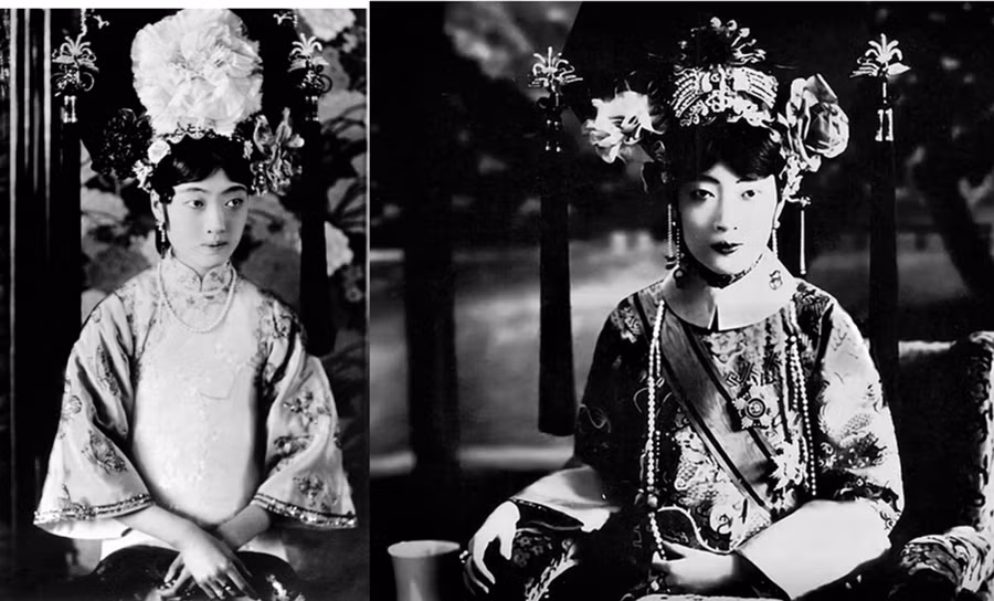 Uyển Dung thời trẻ (trái) và Uyển Dung hoàng hậu (ảnh chụp năm 1930). Uyển Dung thời trẻ (trái) và Uyển Dung hoàng hậu (ảnh chụp năm 1930).
