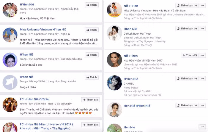 Hàng loạt tài khoản Facebook giả mạo sử dụng tên và hình ảnh của Hoa hậu H
