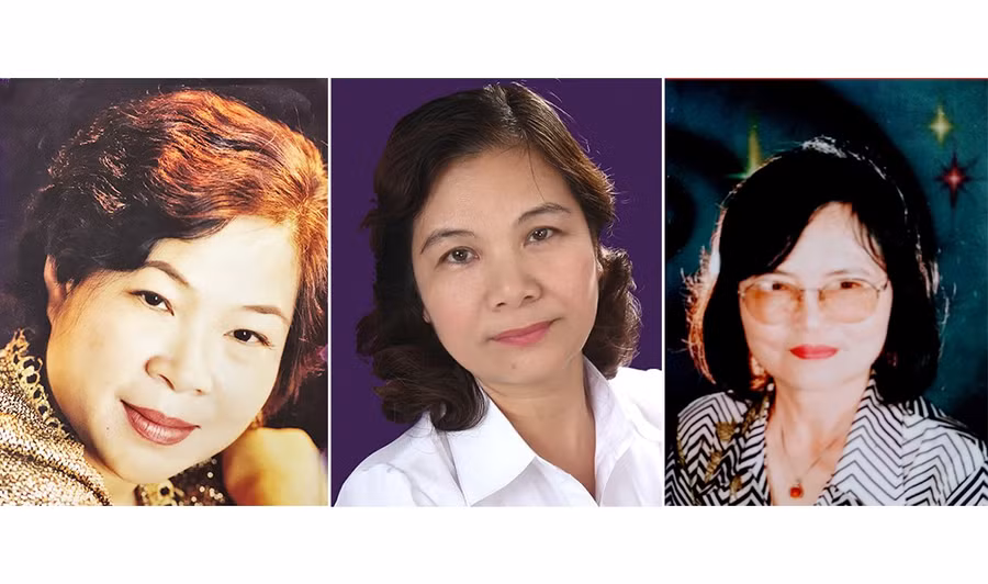 Nữ nhà giáo - nhà thơ tài hoa Đỗ Bạch Mai, Nguyễn Thị Mai, Phi Tuyết Ba (từ trái sang)