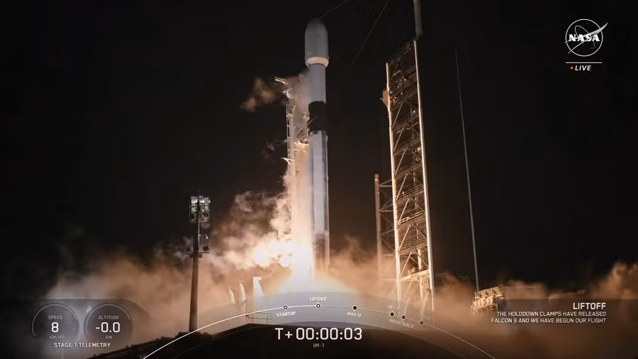 Tàu đổ bộ Odysseus được phóng vào không gian. Ảnh: NASA