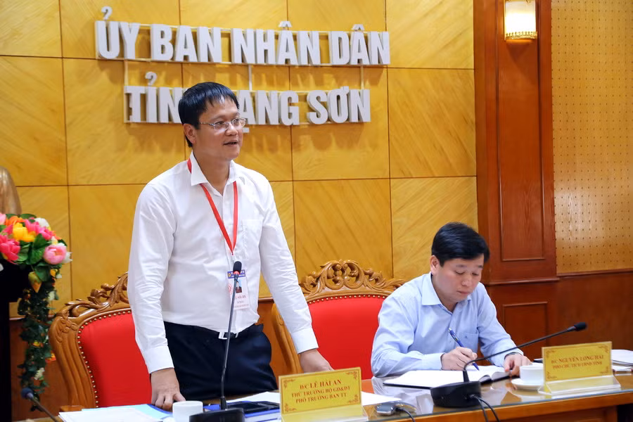 Thứ trưởng Lê Hải An phát biểu kết luận buổi làm việc với BCĐ thi THPT quốc gia tỉnh Lạng Sơn