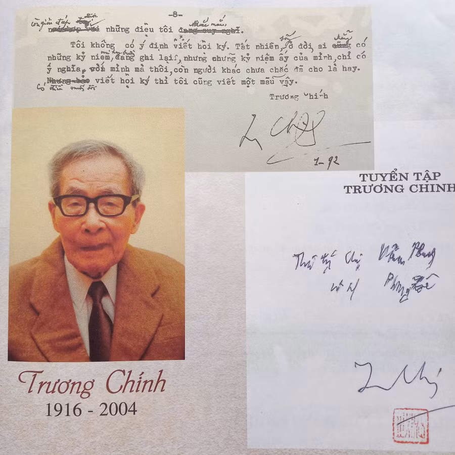 Bút tích và chân dung nhà văn Trương Chính. 
