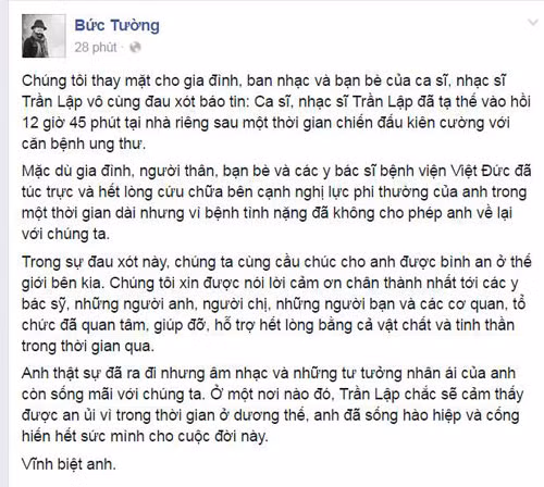 cong dong mang thuong tiec de tang ca si tran lap - 1