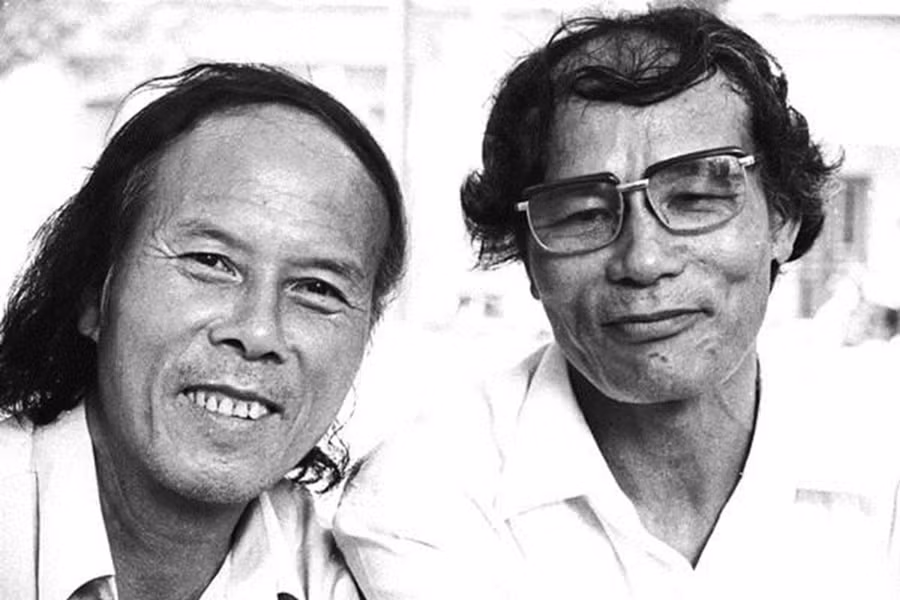 Nhà thơ Thanh Tùng và nhạc sĩ Nguyễn Đình Bảng. Ảnh: Nguyễn Đình Toán.