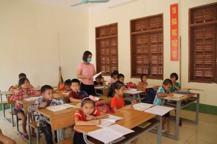 Ở điểm trường Phiêng Nèn được bố trí học sinh đủ các khối lớp.