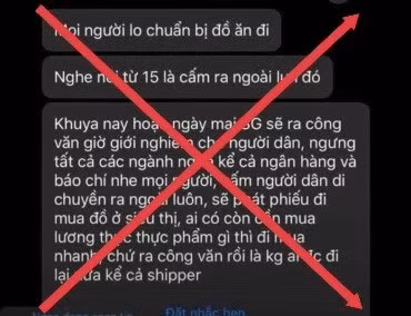 Tin nhắn sai sự thật lan truyền trên mạng xã hội. Nguồn: TTBC TP Hồ Chí Minh.