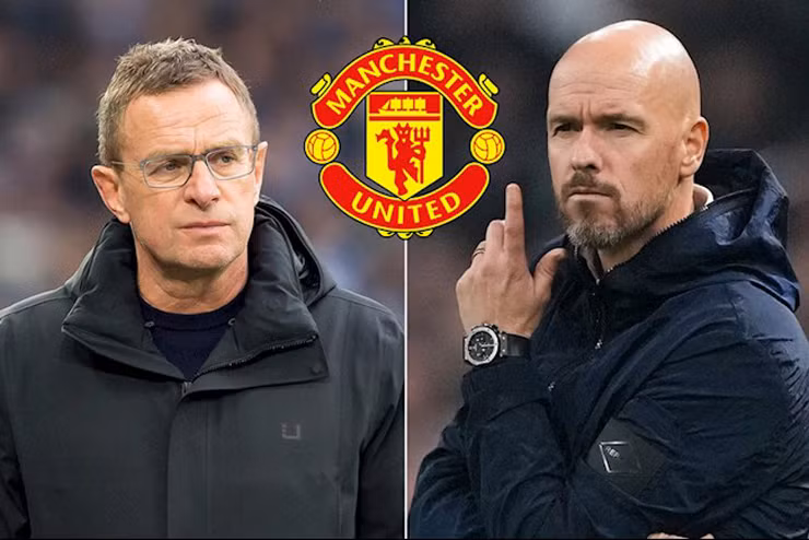 Erik ten Hag (phải) sẽ được Man Utd công bố thay thế tạm quyền Rangnick trong vài ngày tới?